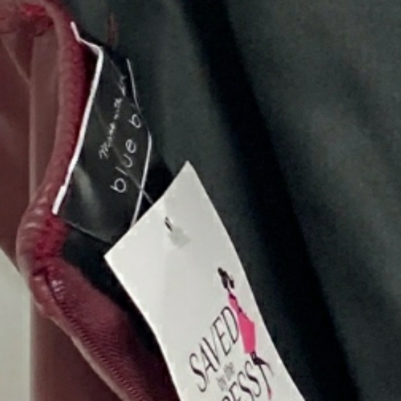 Blue Blush Spaghetti Strap Faux Leather Dress w/ Asymmetrical Hem Size Medium - Picture 4 of 4